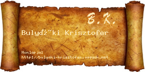 Bulyáki Krisztofer névjegykártya